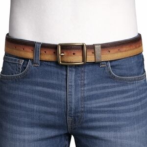 GAP Garrison Solid Brass Multicolor Suede Leather Belt Size: Medium / 36"